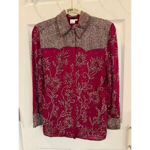 Vintage Emma Black Sequin and Beaded Western Blouse